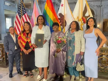 Trans leaders recognized during Lurie flag raising event